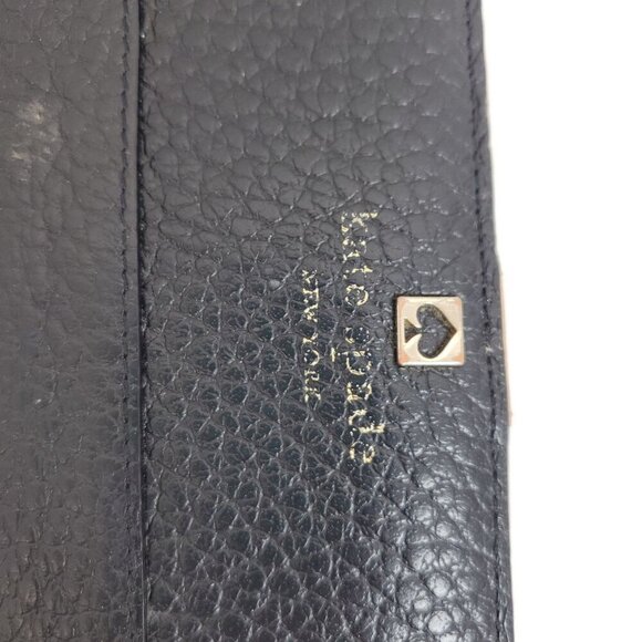 Kate Spade Black Pebbled Leather Wallet Clutch Card Pockets Snap One Size - Picture 14 of 15